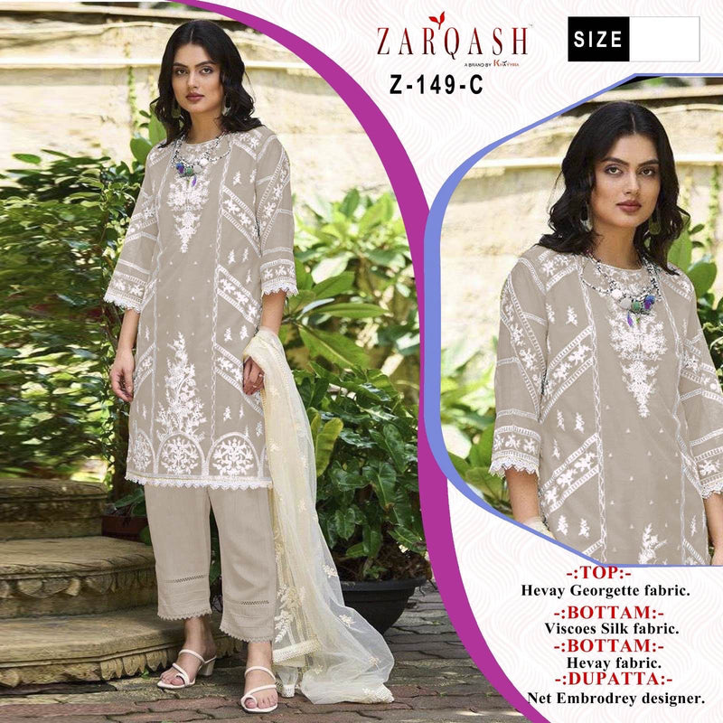 Zarqash Z 149 Georgette Beautiful Embroidery Designer Ready Made Suits