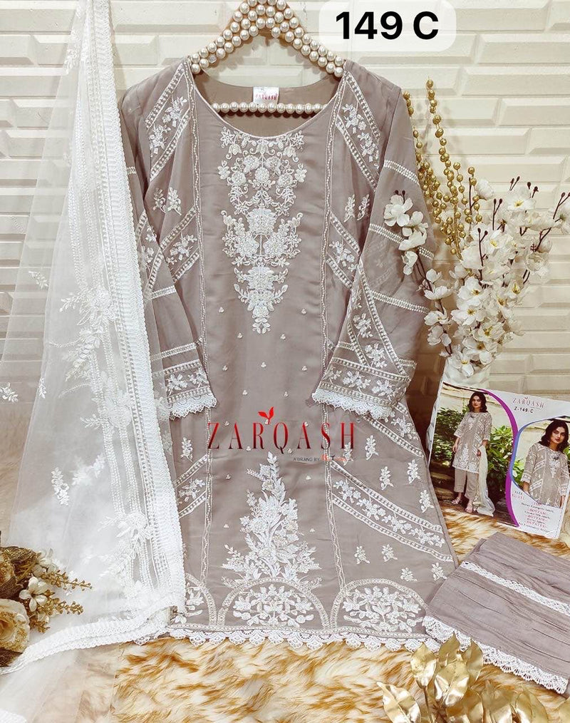 Zarqash Z 149 Georgette Beautiful Embroidery Designer Ready Made Suits