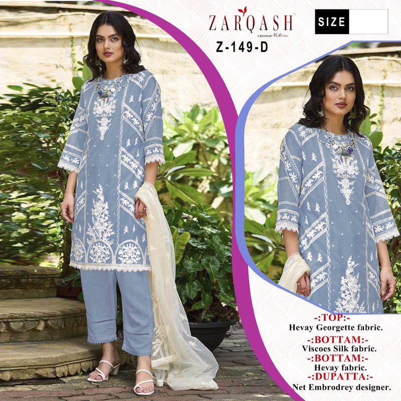 Zarqash Z 149 Georgette Beautiful Embroidery Designer Ready Made Suits