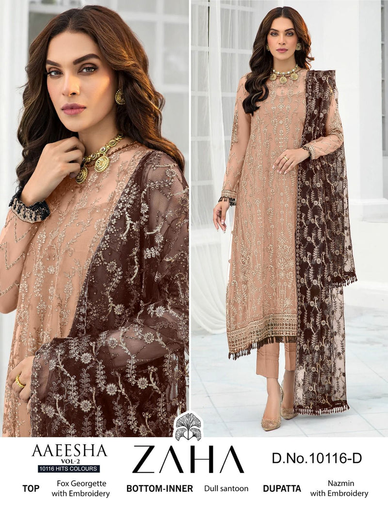 Zaha Aaeesha Vol 2 Hit Colours Georgette With Heavy Embroidered Pakistani Suits