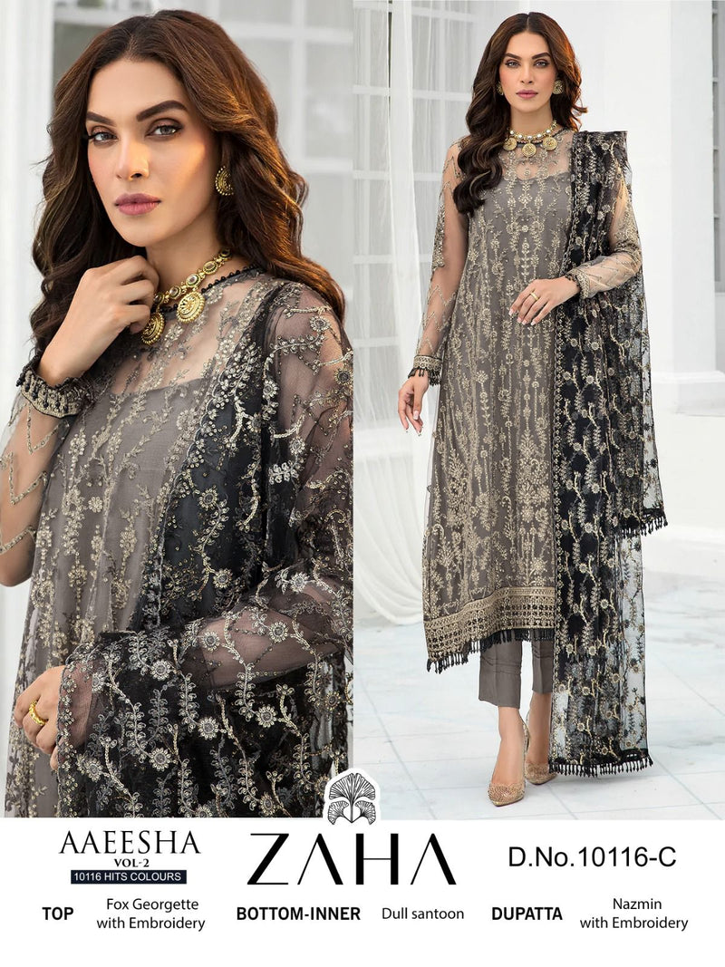 Zaha Aaeesha Vol 2 Hit Colours Georgette With Heavy Embroidered Pakistani Suits