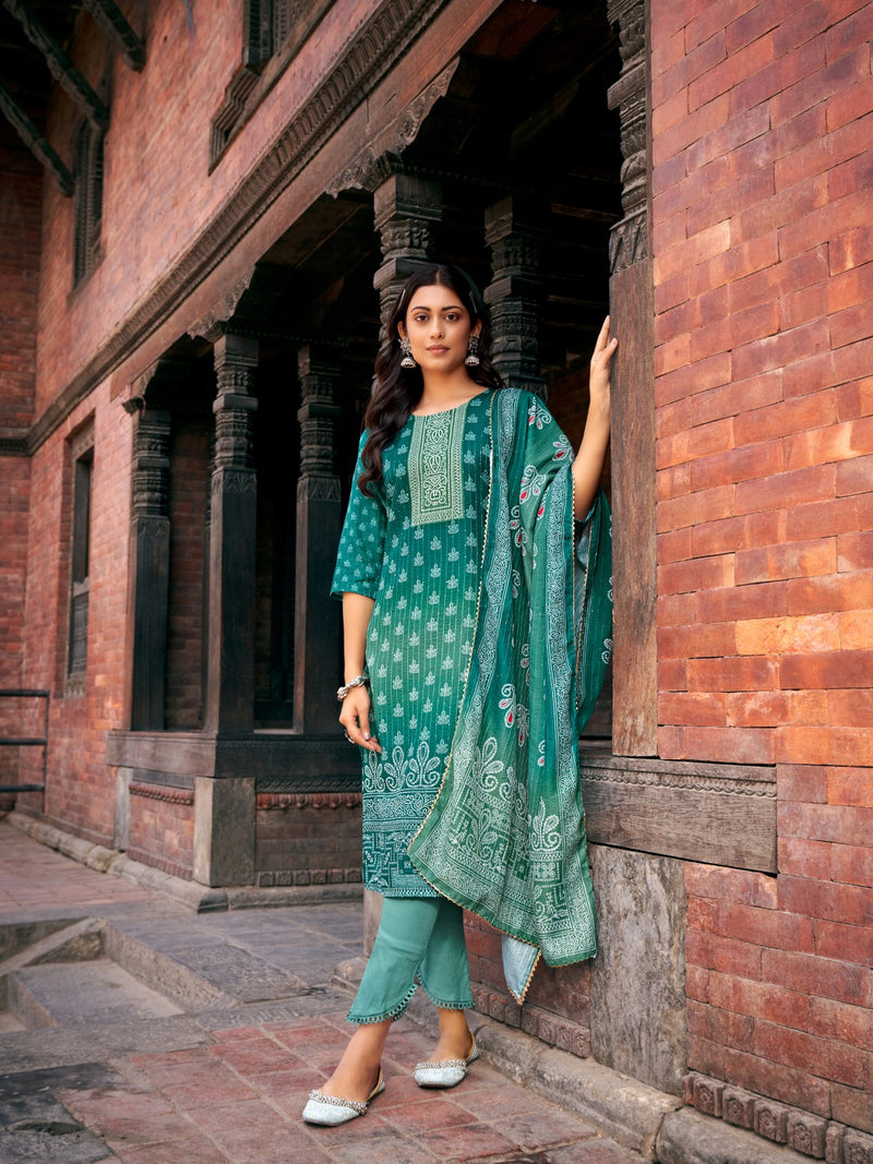 Wanna Zaheen Vol 3 Chanderi Printed Fabric With Sequence Designer Fancy Kurti