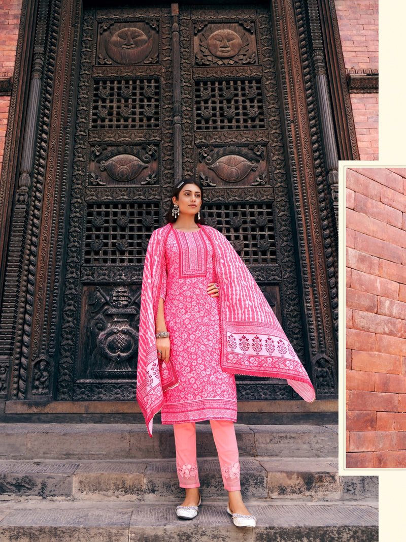 Wanna Zaheen Vol 3 Chanderi Printed Fabric With Sequence Designer Fancy Kurti