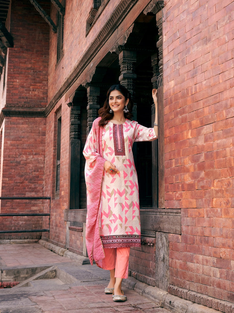 Wanna Zaheen Vol 3 Chanderi Printed Fabric With Sequence Designer Fancy Kurti