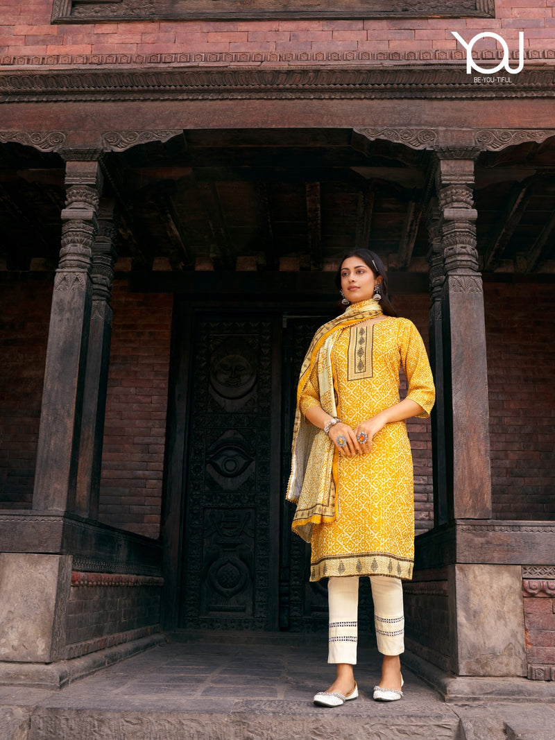 Wanna Zaheen Vol 3 Chanderi Printed Fabric With Sequence Designer Fancy Kurti