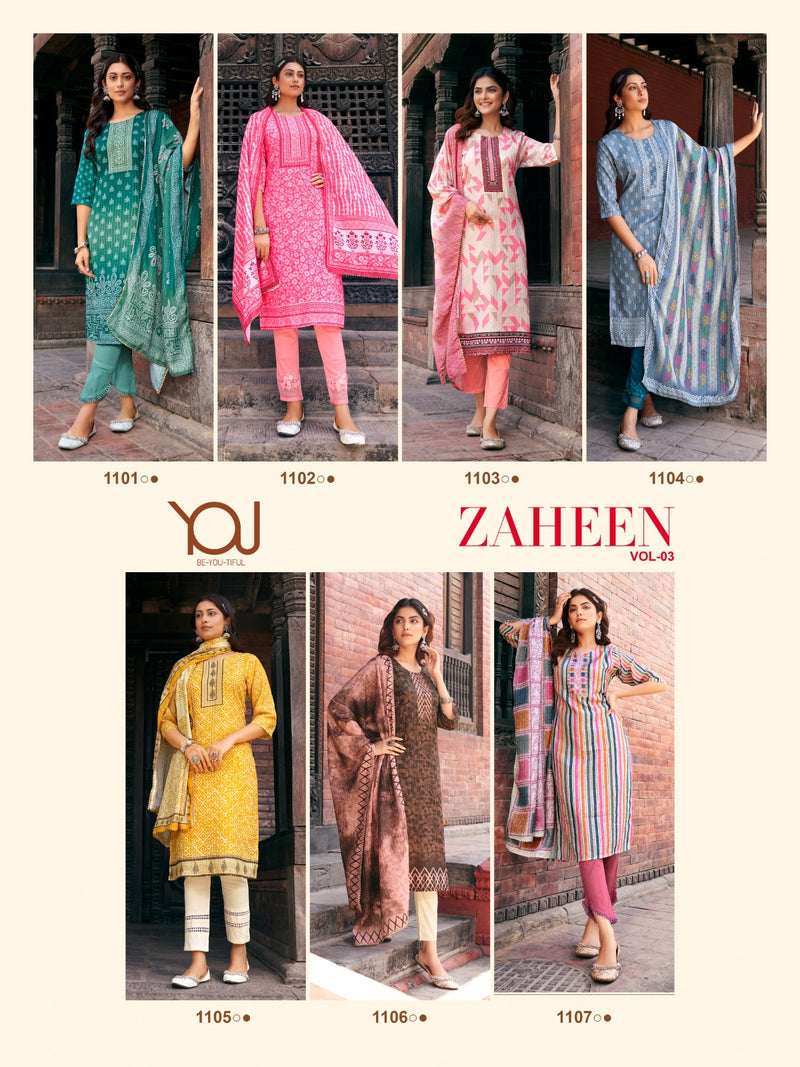 Wanna Zaheen Vol 3 Chanderi Printed Fabric With Sequence Designer Fancy Kurti