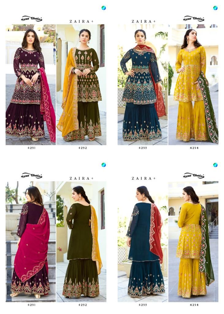 Your Choice Zaiyra Plus Blooming Georgette Heavy Designer Ready Made Sharara Suits