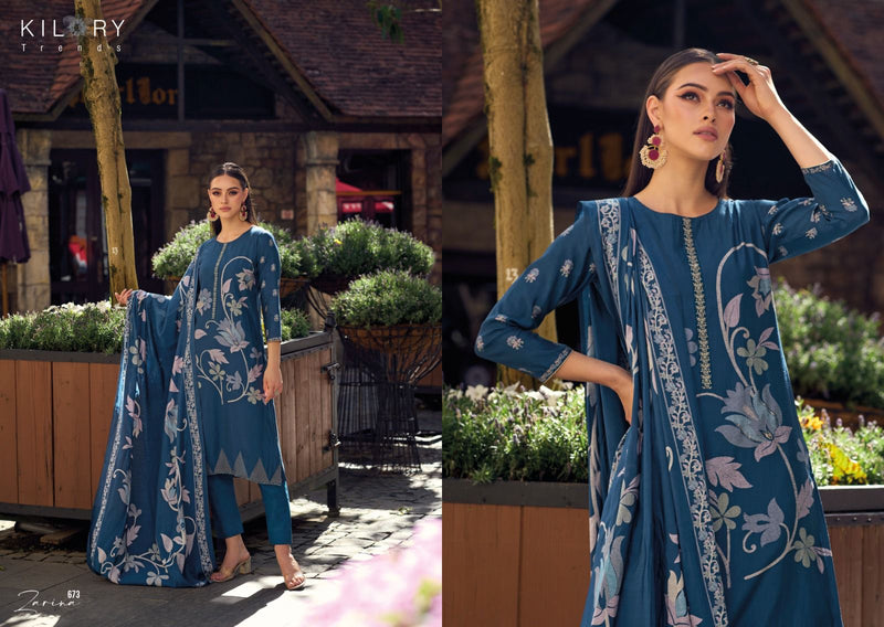 Kilory Trends Zarina Pashmina With Digital Foil Printed Designer Winter Wear Suits