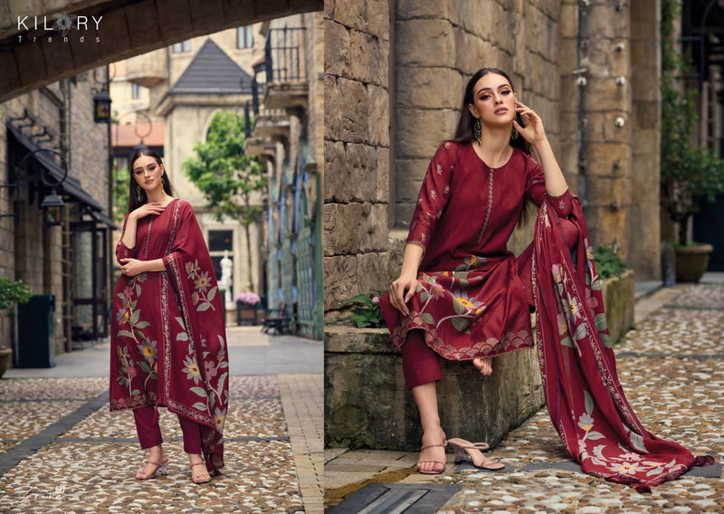 Kilory Trends Zarina Pashmina With Digital Foil Printed Designer Winter Wear Suits