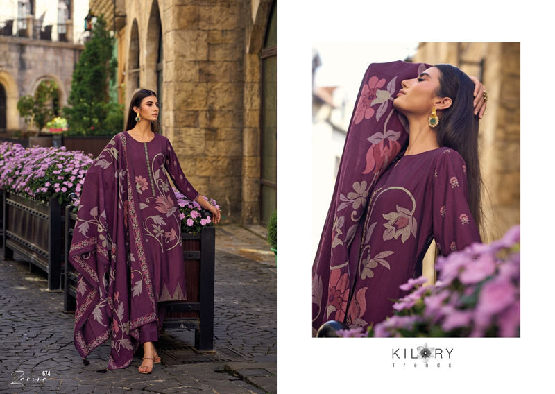Kilory Trends Zarina Pashmina With Digital Foil Printed Designer Winter Wear Suits