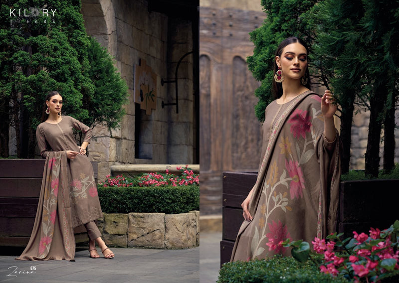 Kilory Trends Zarina Pashmina With Digital Foil Printed Designer Winter Wear Suits