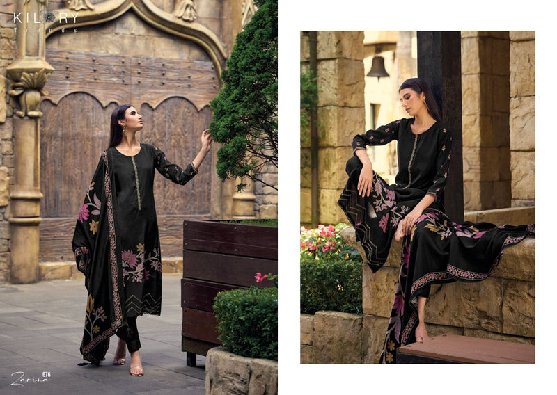 Kilory Trends Zarina Pashmina With Digital Foil Printed Designer Winter Wear Suits