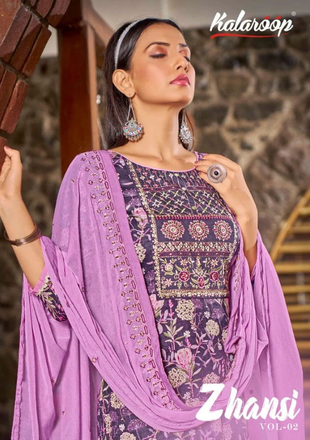 Kalaroop Kajree Fashion Zhansi Vol 2 Jam Cotton Print Fancy Embroidery Work Kurti Combo Set