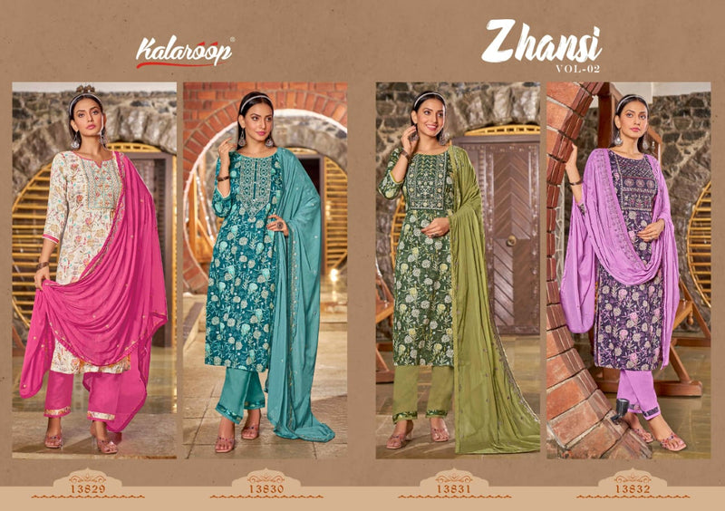 Kalaroop Kajree Fashion Zhansi Vol 2 Jam Cotton Print Fancy Embroidery Work Kurti Combo Set