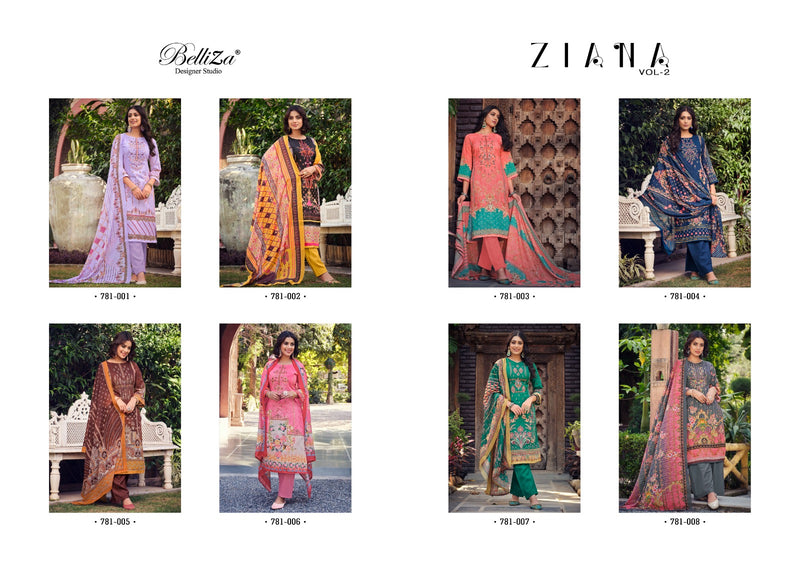 Belliza Designer Studio Ziana Vol 2 Cotton Digital Printed Exclusive Self Heavy Embroidery Work Fancy Salwar Kameez