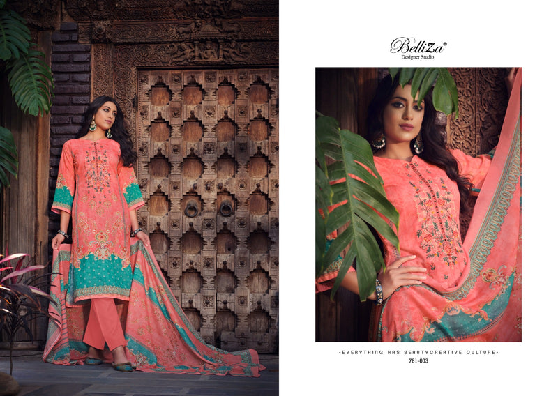 Belliza Designer Studio Ziana Vol 2 Cotton Digital Printed Exclusive Self Heavy Embroidery Work Fancy Salwar Kameez