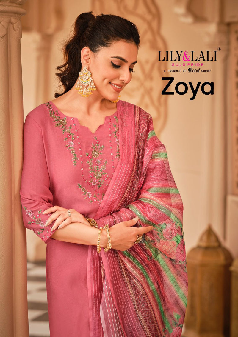 Lily And Lali Zoya Viscose Fancy Embroidery Designer Kurti Combo Set