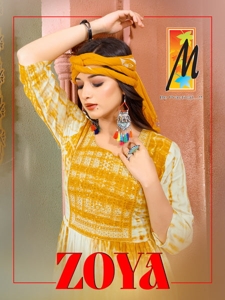Master Zoya Rayon Tie Dye Print With Sequence Work Naira Style Kurti