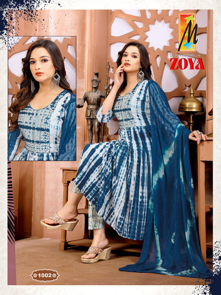 Master Zoya Rayon Tie Dye Print With Sequence Work Naira Style Kurti
