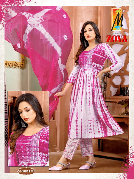 Master Zoya Rayon Tie Dye Print With Sequence Work Naira Style Kurti