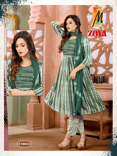 Master Zoya Rayon Tie Dye Print With Sequence Work Naira Style Kurti