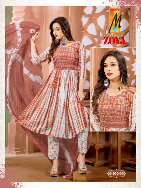 Master Zoya Rayon Tie Dye Print With Sequence Work Naira Style Kurti