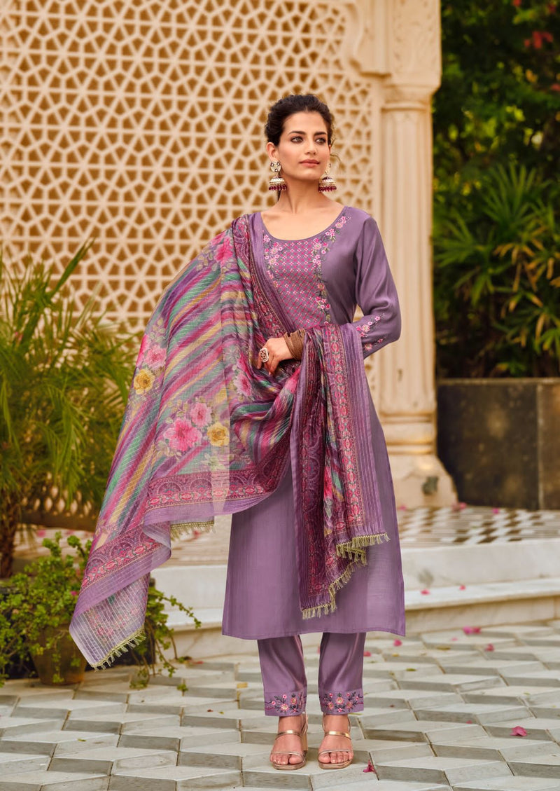 Lily And Lali Zoya Viscose Fancy Embroidery Designer Kurti Combo Set