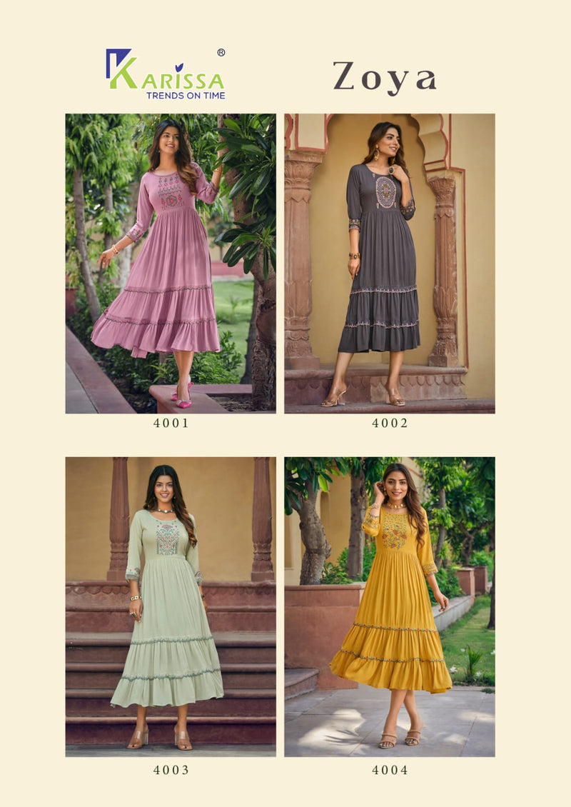 Karissa Zoya Rayon Fancy Hand Work Designer Naira Pattern Midi Gowns