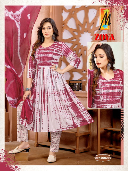 Master Zoya Rayon Tie Dye Print With Sequence Work Naira Style Kurti