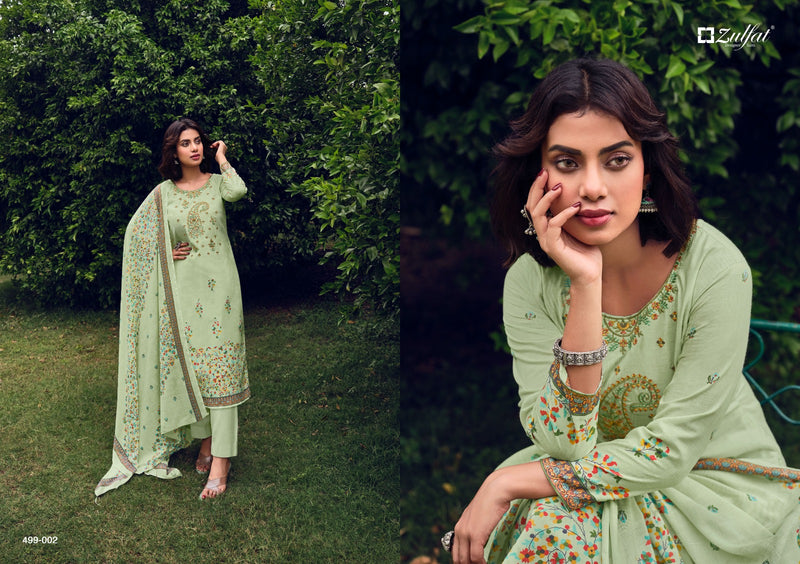Zulfat Designer Chinaar Cotton Exclusive Designer Print Heavy Embroidery Work Fancy Designer Salwar Kameez