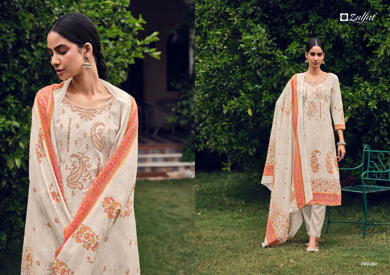 Zulfat Designer Chinaar Cotton Exclusive Designer Print Heavy Embroidery Work Fancy Designer Salwar Kameez
