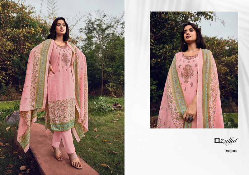 Zulfat Designer Chinaar Cotton Exclusive Designer Print Heavy Embroidery Work Fancy Designer Salwar Kameez