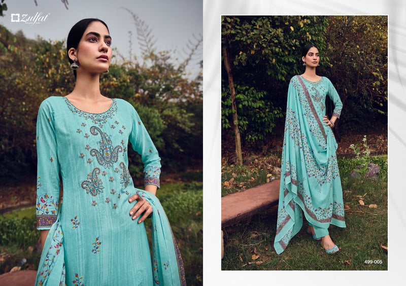 Zulfat Designer Chinaar Cotton Exclusive Designer Print Heavy Embroidery Work Fancy Designer Salwar Kameez