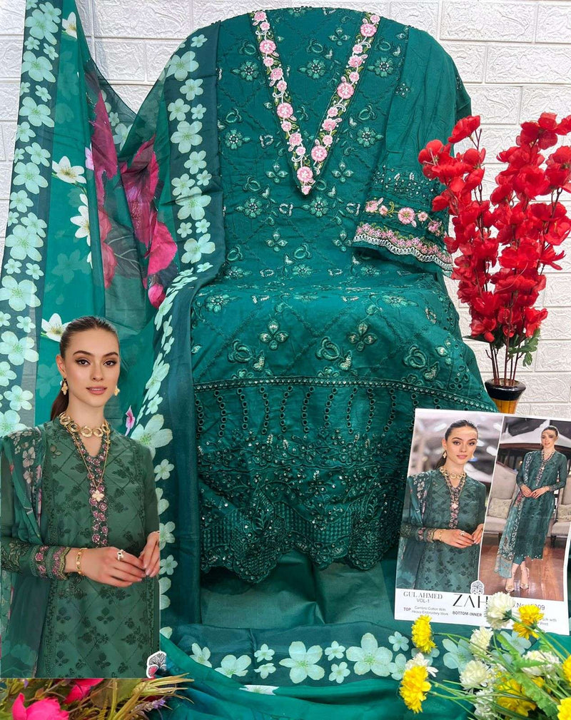 Zaha D No 10309 Cotton With Heavy Embroidery Designer Salwar Suit