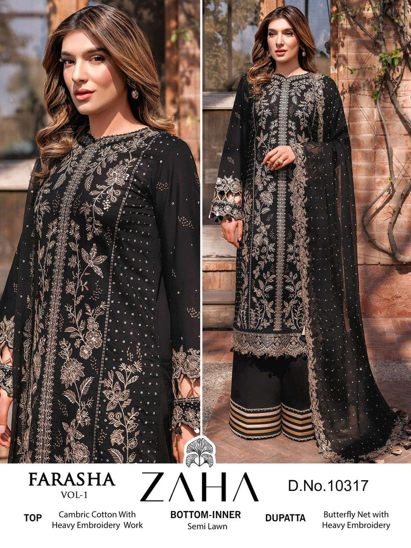 Zaha Farasha Vol 1 Cotton With Heavy Embroidery Party Wear Salwar Kameez