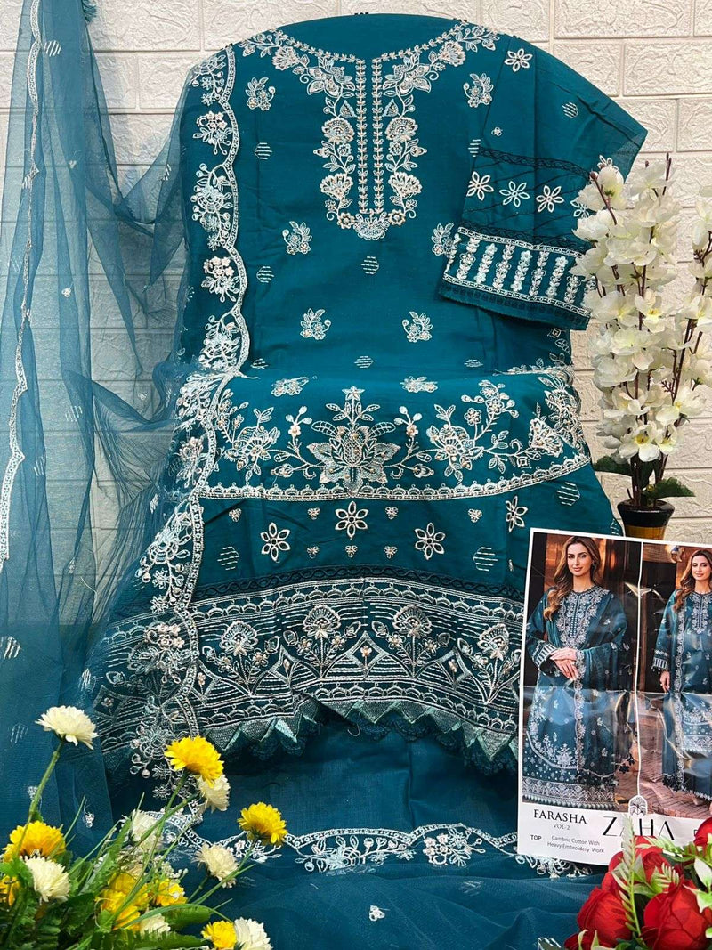 Zaha Farasha Vol 2 Cotton With Heavy Embroidery Digital Work Of Pakistani Salwar Kameez