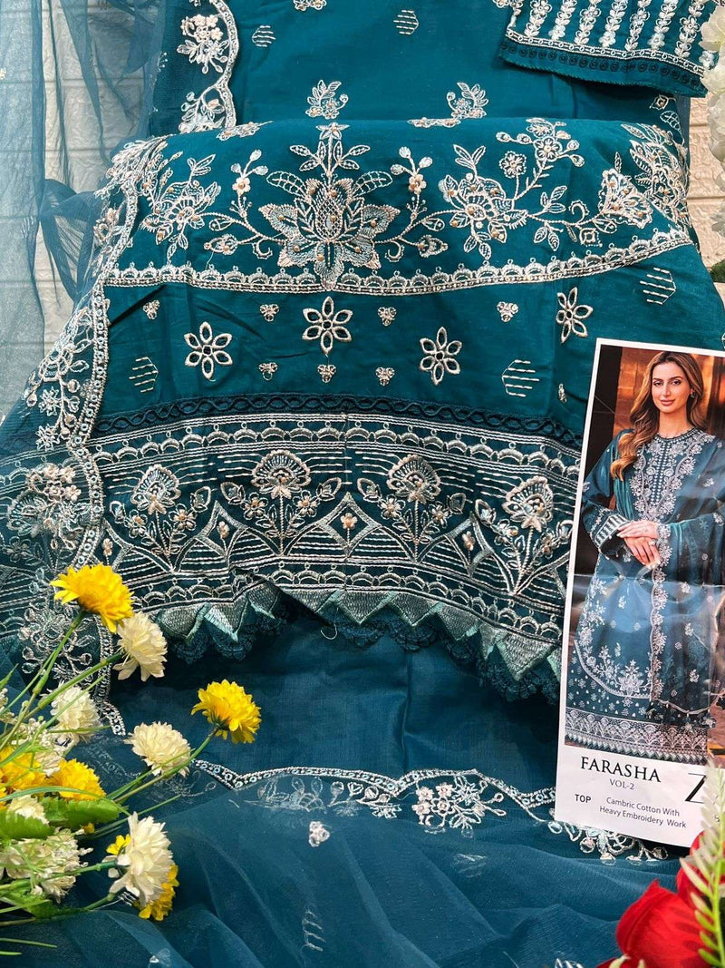 Zaha Farasha Vol 2 Cotton With Heavy Embroidery Digital Work Of Pakistani Salwar Kameez