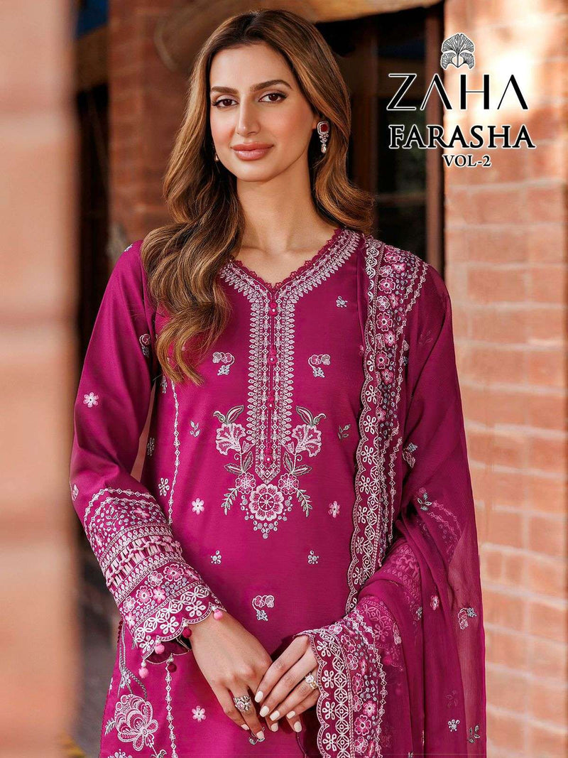 Zaha Farasha Vol 2 Cotton With Heavy Embroidery Digital Work Of Pakistani Salwar Kameez