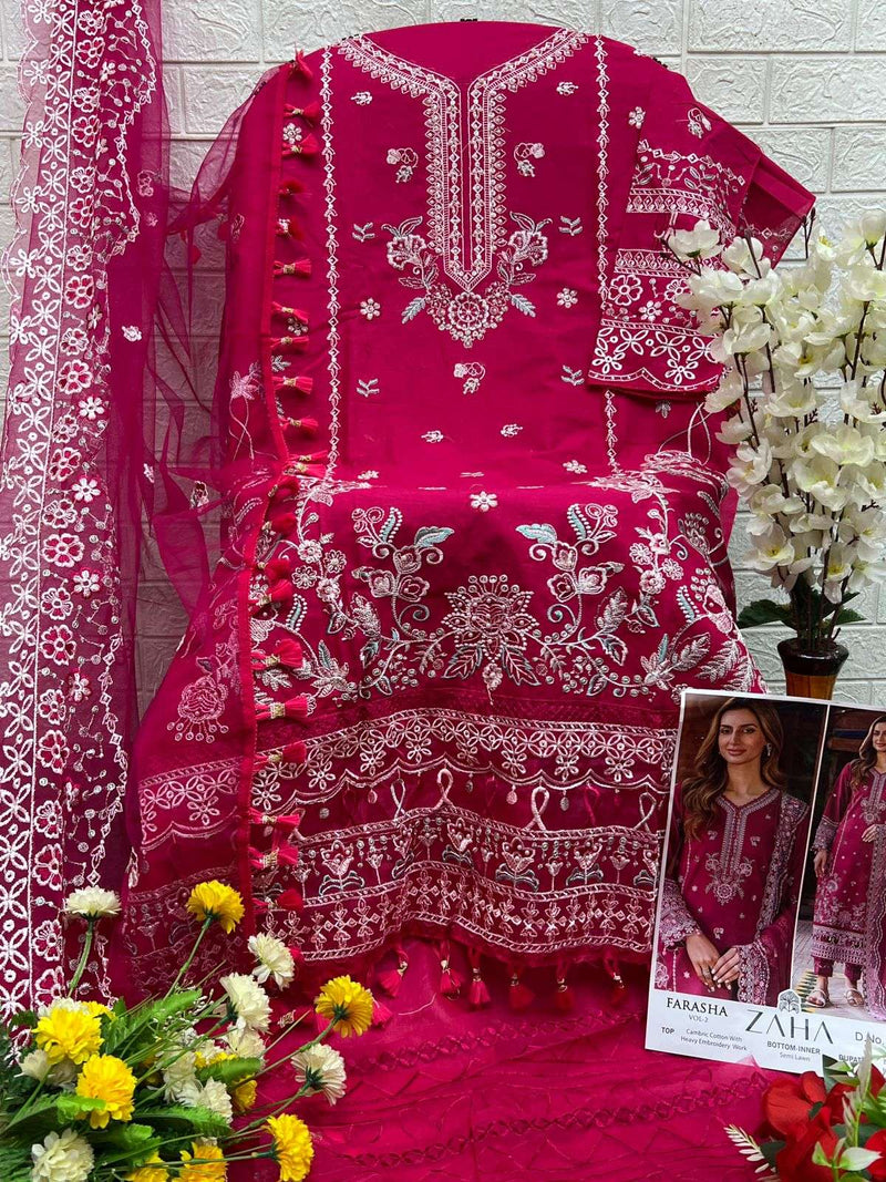 Zaha Farasha Vol 2 Cotton With Heavy Embroidery Digital Work Of Pakistani Salwar Kameez