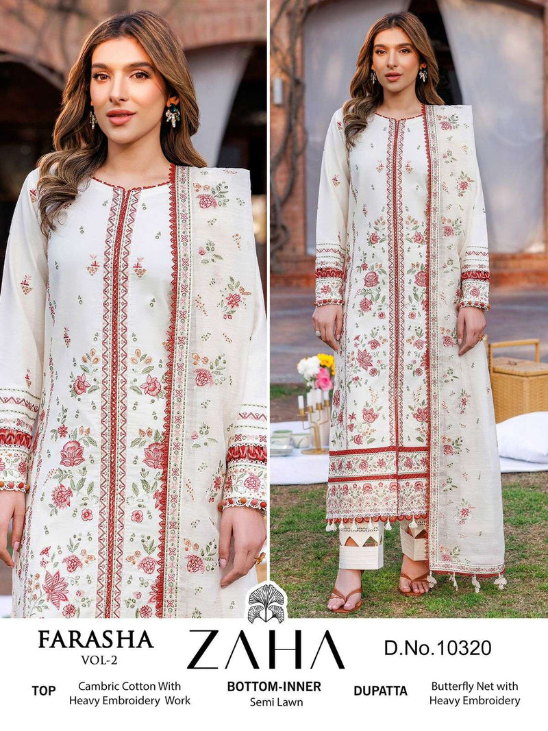 Zaha Farasha Vol 2 Cotton With Heavy Embroidery Digital Work Of Pakistani Salwar Kameez