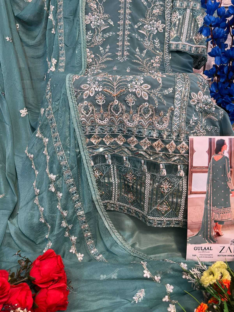 Zaha Gulaal Vol 2 Georgette Heavy Embroidered Work Salwar Suit