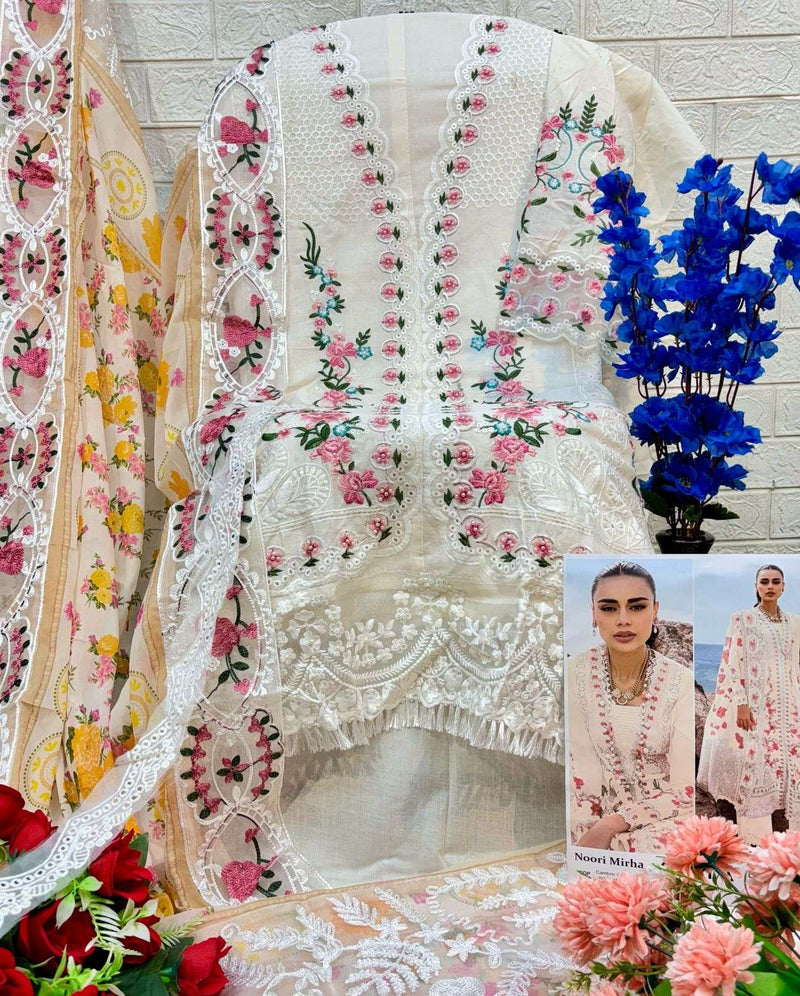 Zaha Noori Mirha Cambric Cotton With Heavy Embroidery Designer Pakistani Salwar Kameez