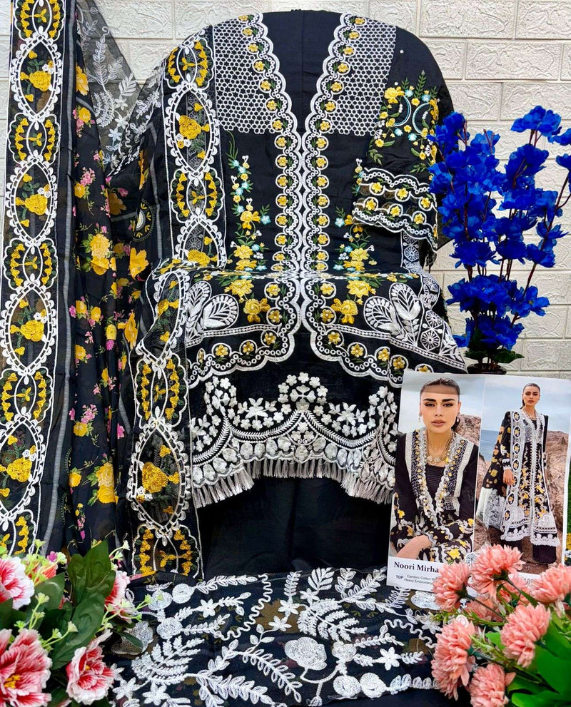 Zaha Noori Mirha Cambric Cotton With Heavy Embroidery Designer Pakistani Salwar Kameez