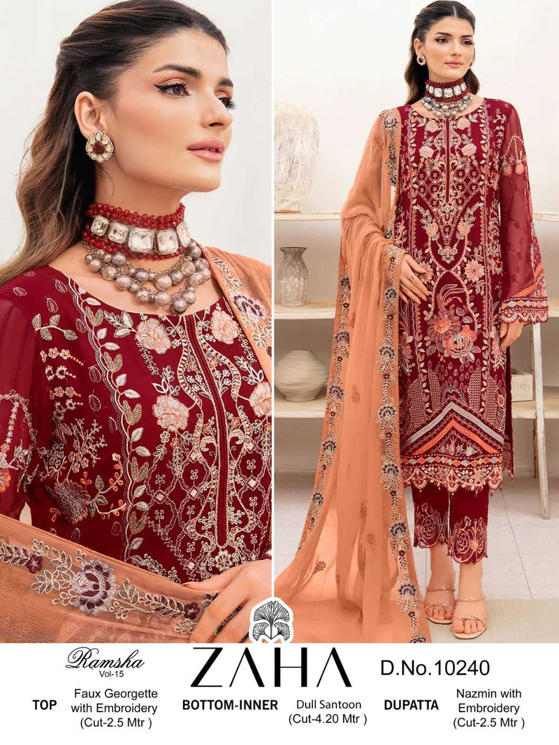 Zaha Ramsha Vol 15 Georgette Heavy Embroidered Work Pakistani Suit