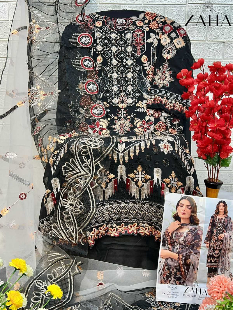 Zaha Ramsha Vol 15 Georgette Heavy Embroidered Work Pakistani Suit