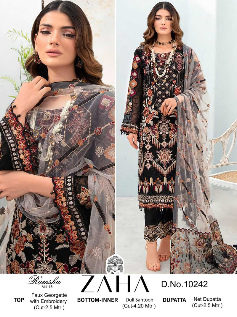 Zaha Ramsha Vol 15 Georgette Heavy Embroidered Work Pakistani Suit