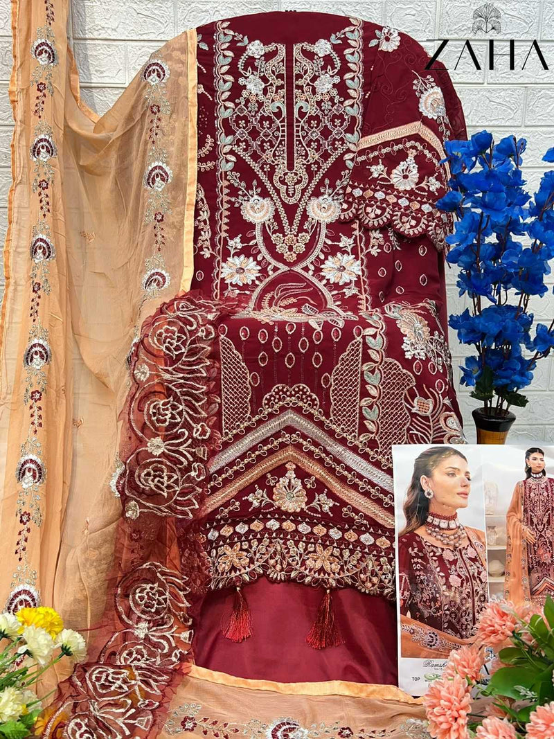 Zaha Ramsha Vol 15 Georgette Heavy Embroidered Work Pakistani Suit