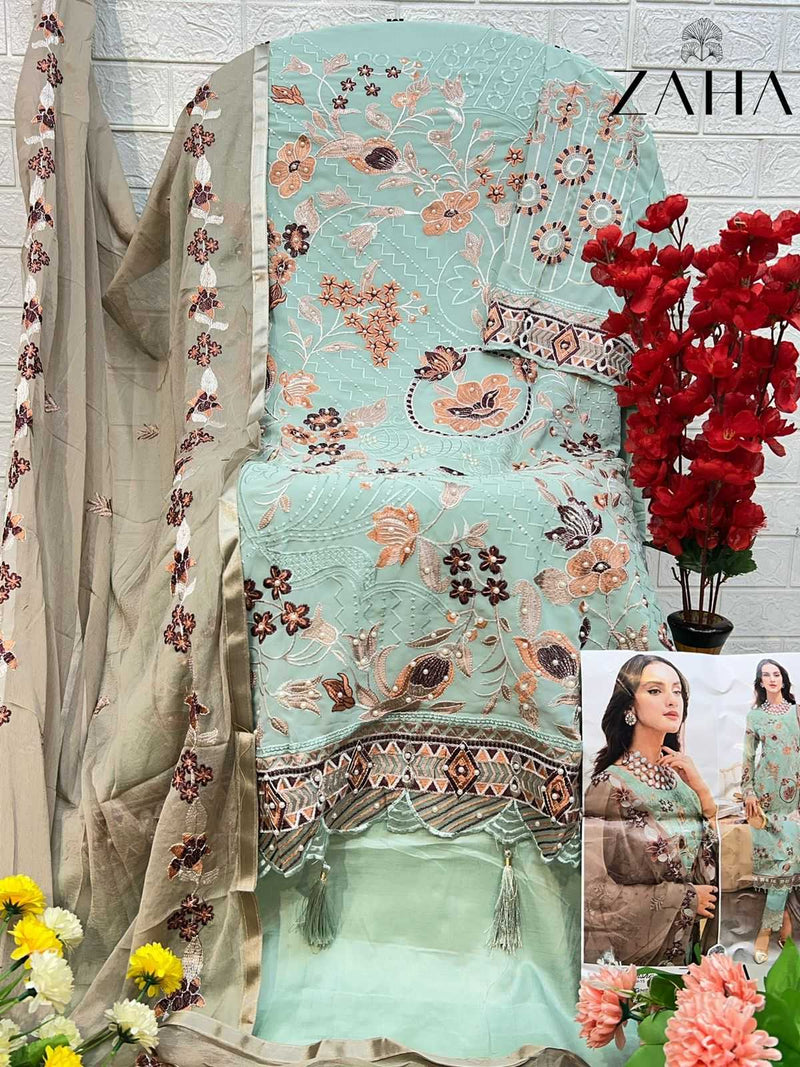 Zaha Ramsha Vol 15 Georgette Heavy Embroidered Work Pakistani Suit