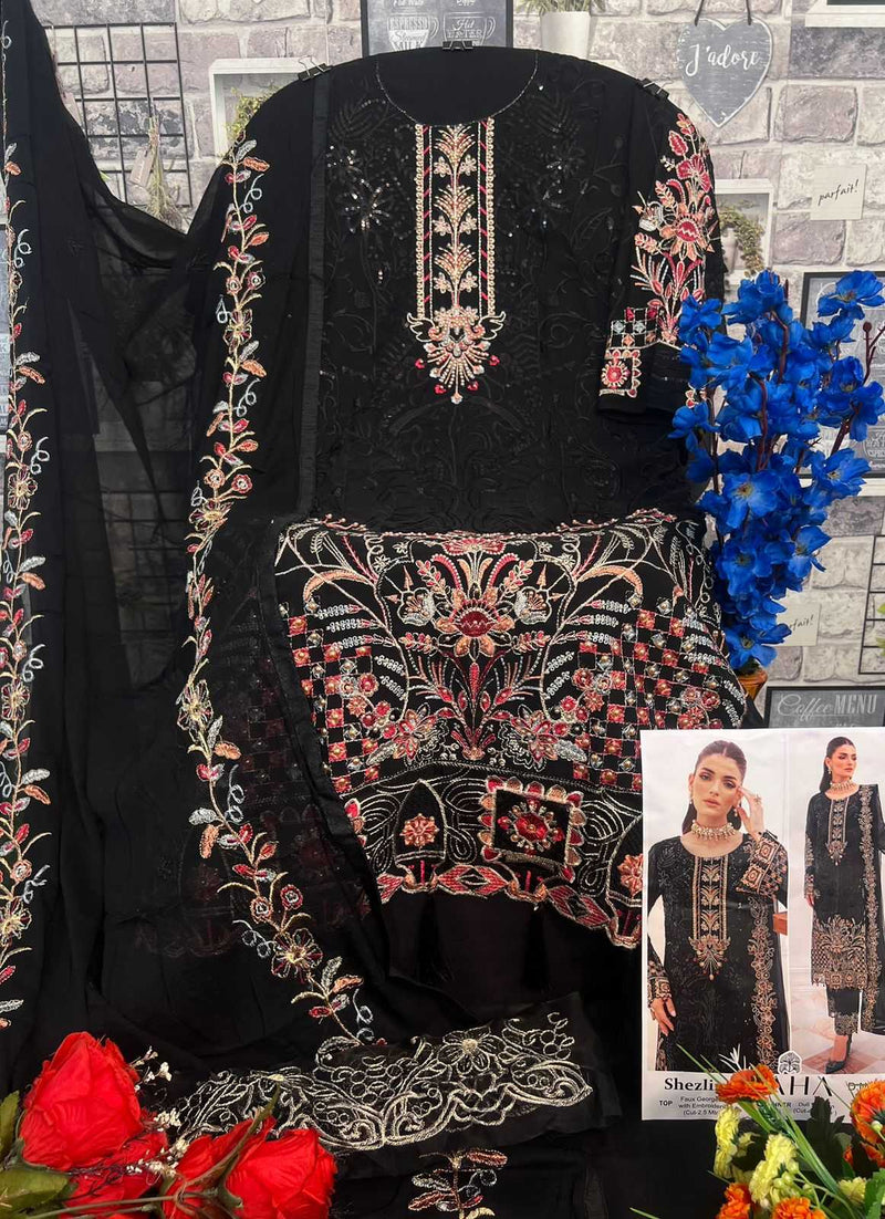 Zaha Shezlin 10247 Heavy Georgette With Embroidery Work Fancy Salwar Kameez