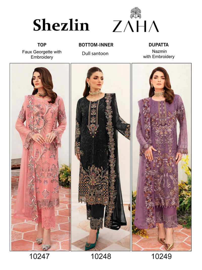 Zaha Shezlin 10247 Heavy Georgette With Embroidery Work Fancy Salwar Kameez